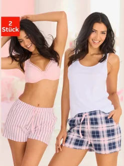 Ensemble de 2 shorts de pyjama à carreaux ou à rayures