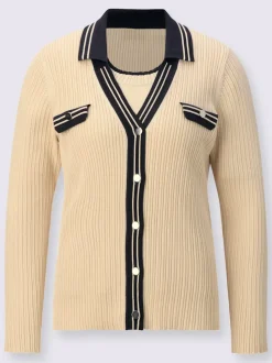 Ensemble deux pièces en tricot avec col contrasté