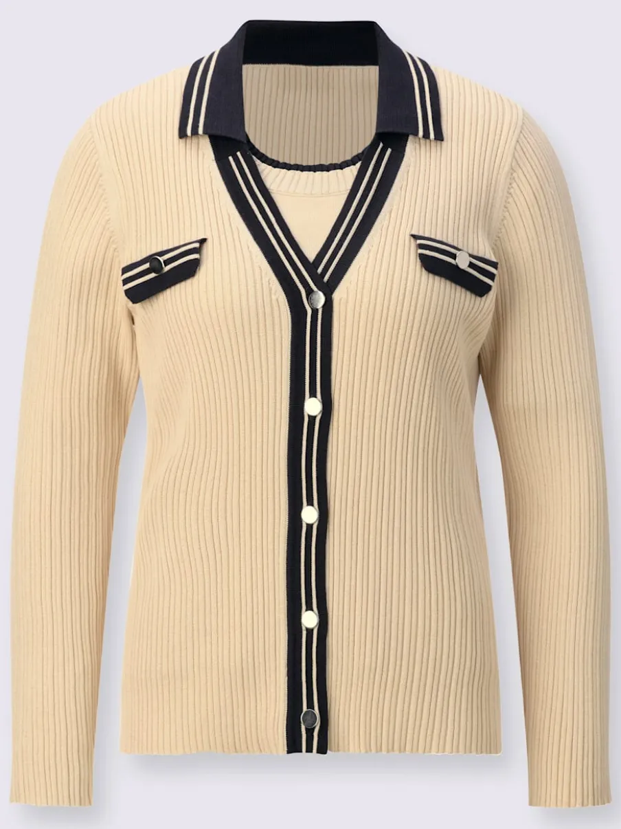 Ensemble deux pièces en tricot avec col contrasté