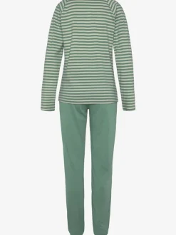 Ensemble pyjama avec rayures en fils teintés et broderie sur la poitrine