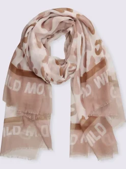 Foulard avec inscriptions WILD MOOD et bords ouverts en légèrement transparent