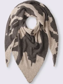 Foulard triangulaire en doux mélange de motifs graphiques