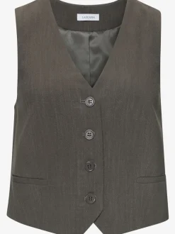 Gilet court à encolure en V avec patte de boutonnage