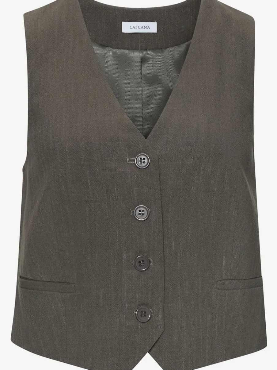 Gilet court à encolure en V avec patte de boutonnage
