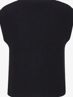 Gilet en tricot avec boutons dorés et poches plaquées