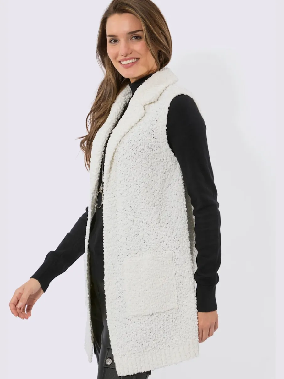 Gilet long acrylique facile d'entretien