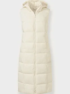 Gilet matelassé long à capuche glissière et poches