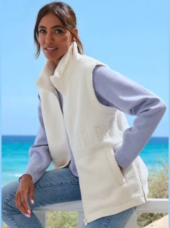 Gilet polaire à col haut avec poches et glissières