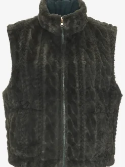 Gilet réversible en peluche avec col montant et dos matelassé