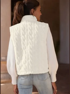Gilet réversible en peluche avec col montant et dos matelassé