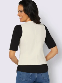 Gilets en jean avec encolure en V et boutons décoratifs