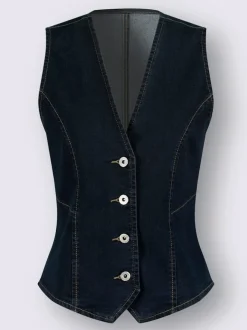 Gilets en jean avec encolure en V et boutons décoratifs