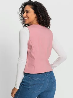 Gilets en jean avec encolure en V et boutons décoratifs