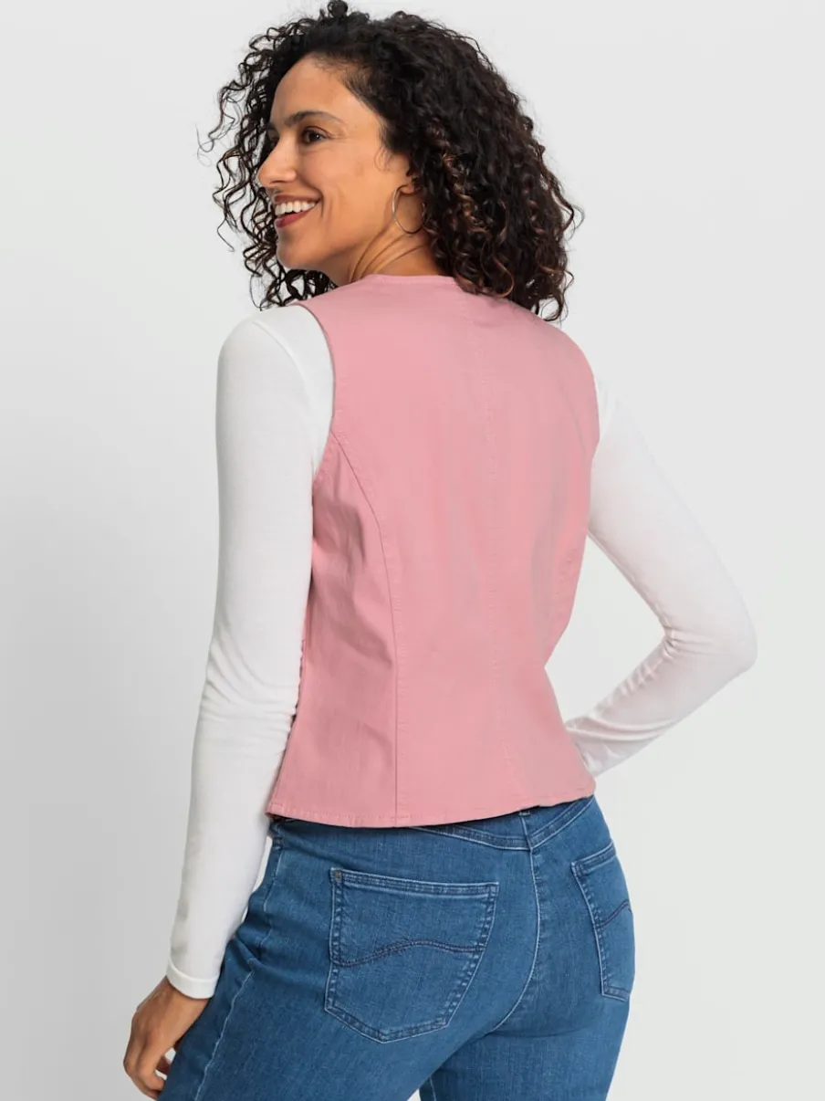 Gilets en jean avec encolure en V et boutons décoratifs