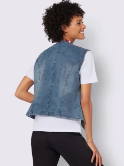 Gilets en jean avec poches et col en V