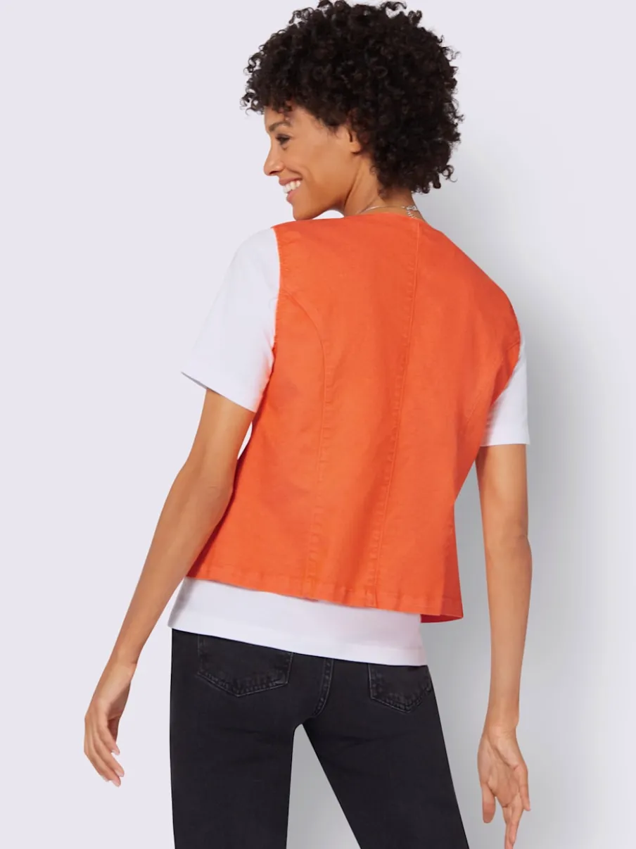 Gilets en jean avec poches et col en V