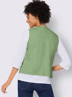 Gilets en jean avec poches et col en V