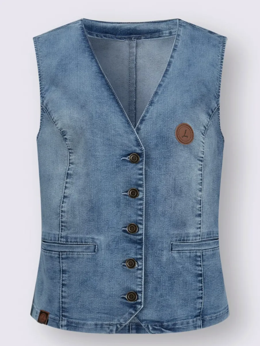 Gilets en jean avec poches et col en V