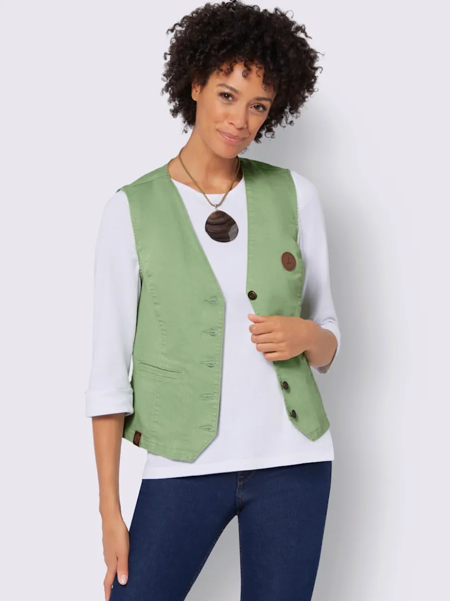 Gilets en jean avec poches et col en V
