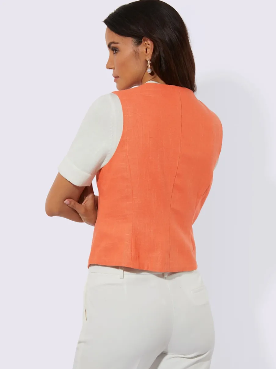 Gilets en mélange de lin avec encolure en V