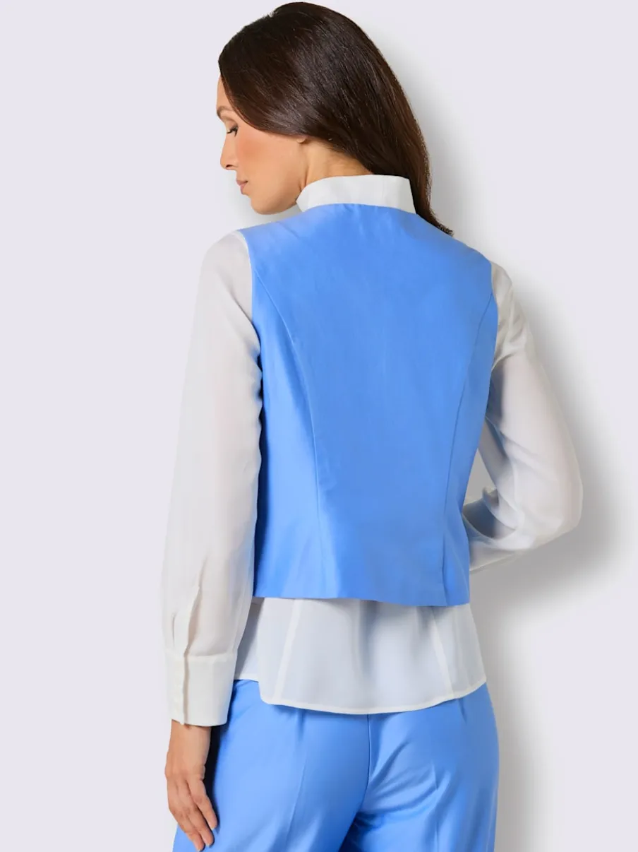 Gilets en mélange de soie structurés avec boutons estampés
