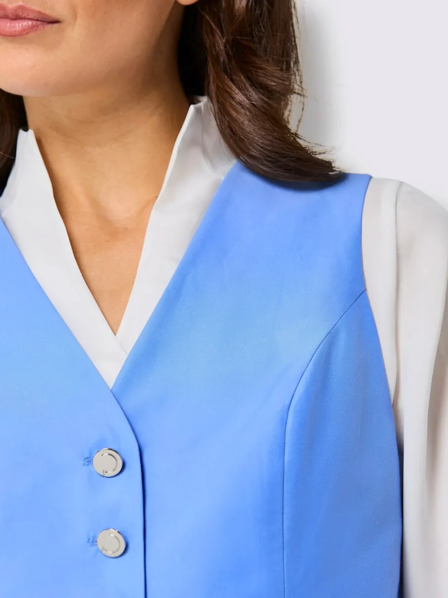Gilets en mélange de soie structurés avec boutons estampés