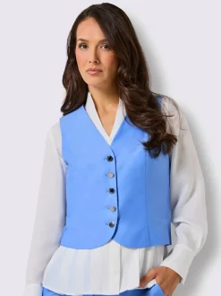 Gilets en mélange de soie structurés avec boutons estampés