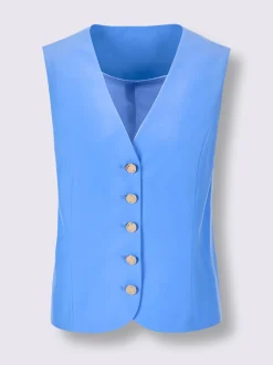 Gilets en mélange de soie structurés avec boutons estampés