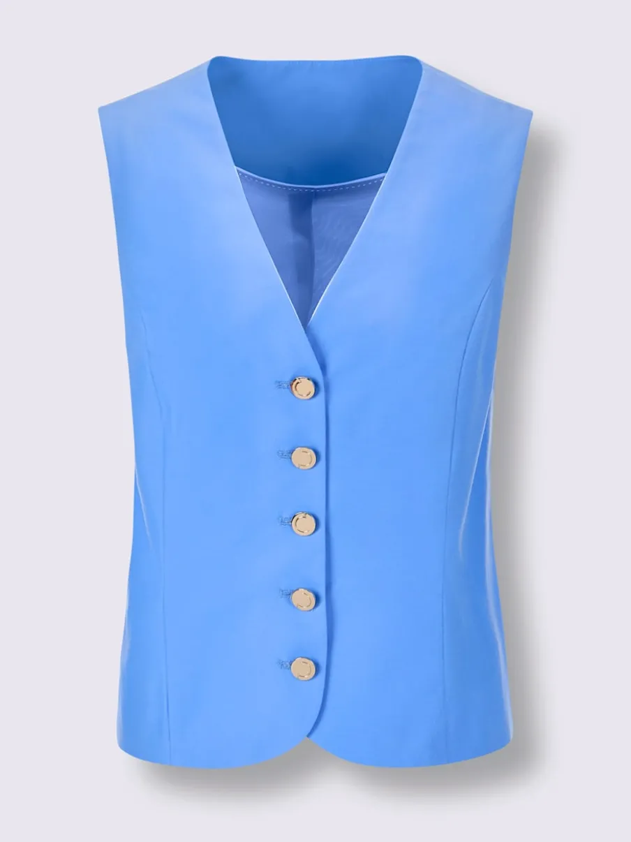 Gilets en mélange de soie structurés avec boutons estampés