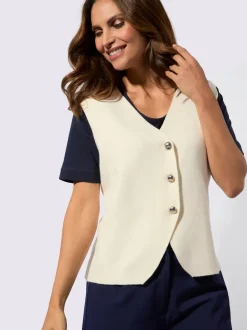 Gilets en tricot avec encolure en V et boutons argentés