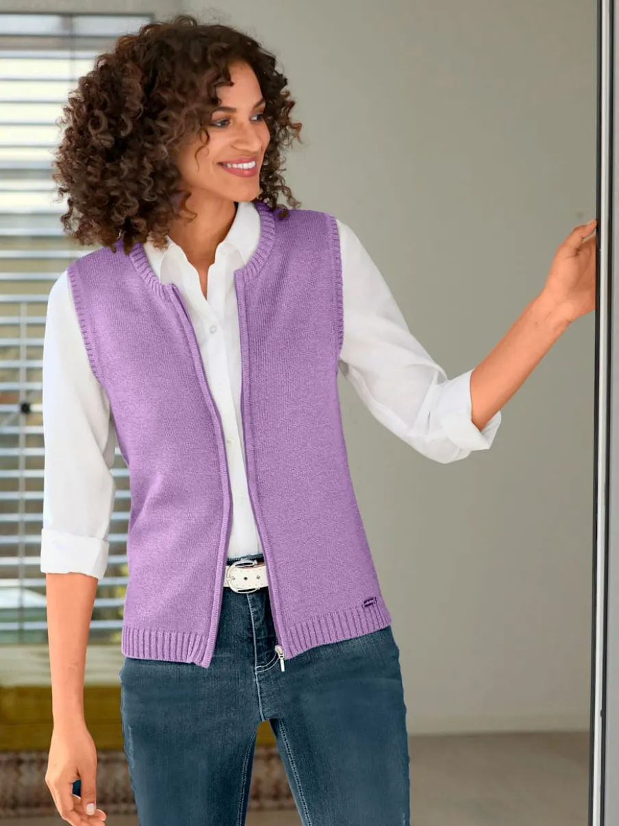 Gilets en tricot sans manches à encolure ronde