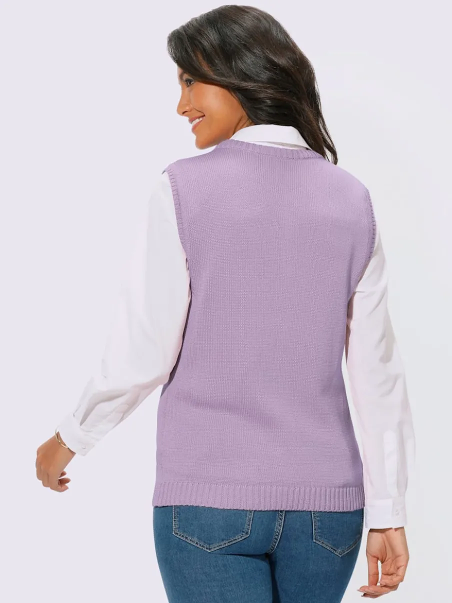 Gilets en tricot sans manches à encolure ronde
