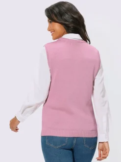 Gilets en tricot sans manches à encolure ronde