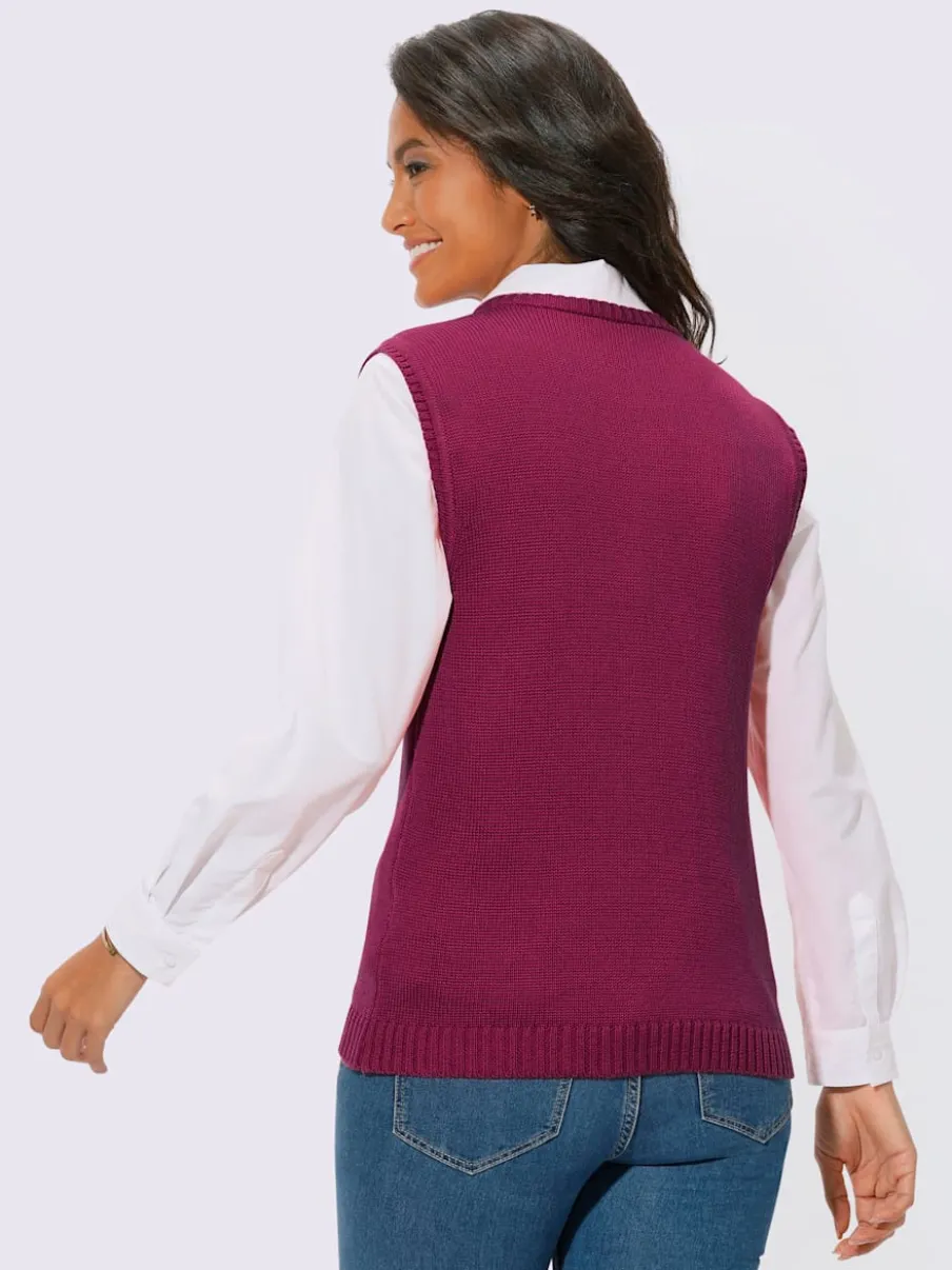 Gilets en tricot sans manches à encolure ronde