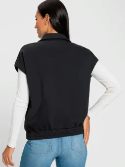 Gilet sweat à col chemise avec motif losanges et poches latérales