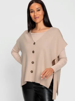 Gilet tricot ample encolure V avec liens noués