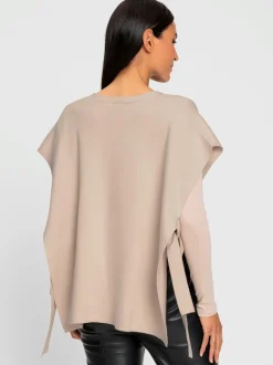 Gilet tricot ample encolure V avec liens noués