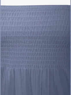 Haut bandeau en viscose fluide à partie smockée et ourlet élastiqué