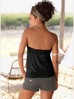 Haut bandeau fluide avec plis à l'encolure et ourlet extensible