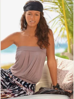 Haut bandeau fluide avec plis à l'encolure et ourlet extensible