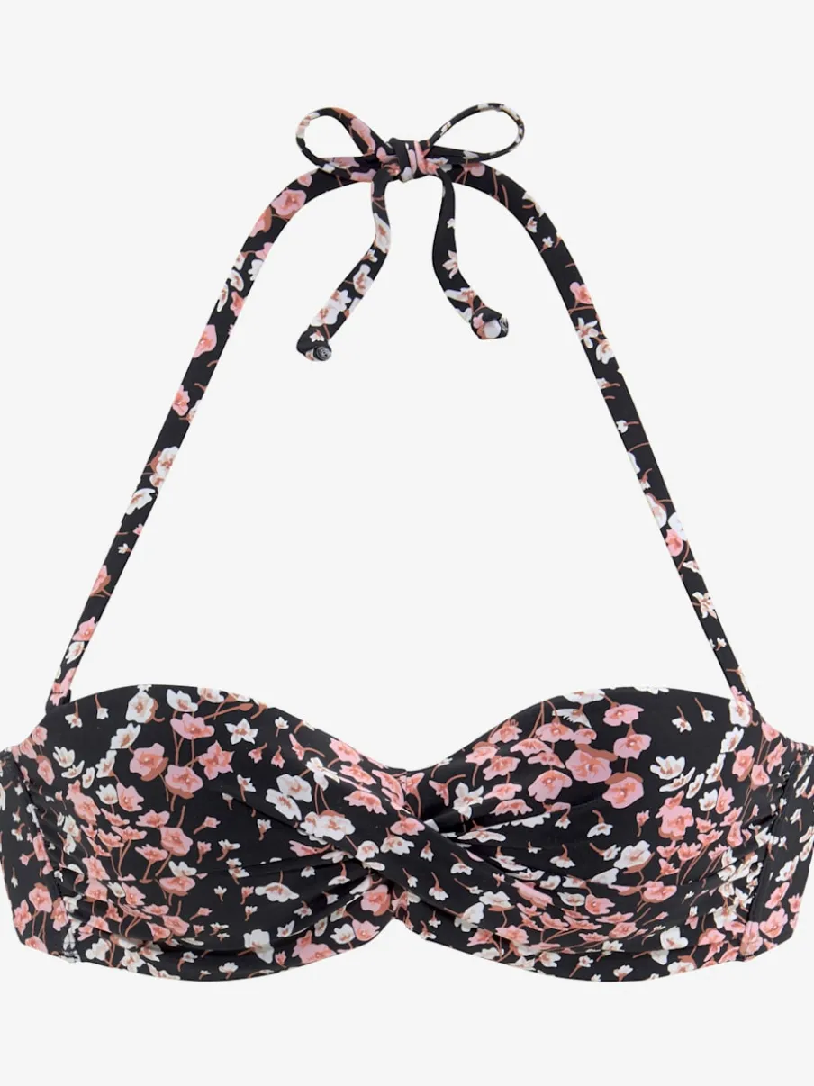 Haut de bikini bandeau à armatures imprimé floral doux
