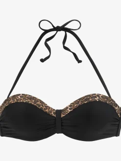 Haut de bikini bandeau à armatures et détails léopard