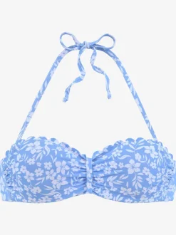 Haut de bikini bandeau à armatures imprimé à fleurs microfibre douce