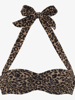 Haut de bikini bandeau à armatures imprimé léopard adaptable