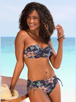 Haut de bikini bandeau à armatures avec motif floral