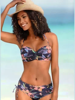 Haut de bikini bandeau à armatures avec motif floral