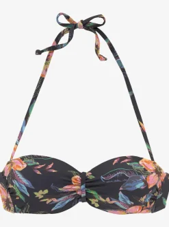Haut de bikini bandeau à armatures avec motif floral