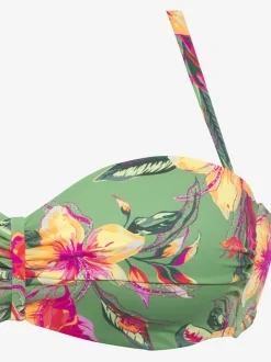 Haut de bikini bandeau à armatures avec motif floral