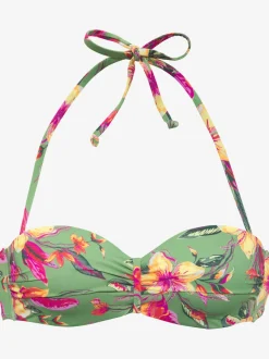 Haut de bikini bandeau à armatures avec motif floral