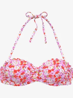 Haut de bikini bandeau à armatures avec bords ondulés et bonnets rembourrés
